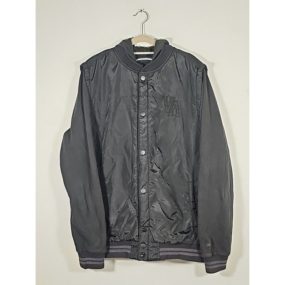 RVCA Puffer Nature X Industry Hoodie Jacket Mens XL Snap Black Outdoor